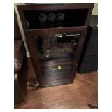 ESPRESSO BROWN MEDIA CONSOLE & BINDER FULL OF CDS