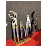 WIRE STRIPPERS, BOX CUTTER, VISE GRIP PLIERS, SELF