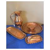 4PC GREGORIAN COPPER HAMMERED SERVING SET