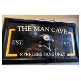 26"x14" FRAMED "THE MAN CAVE - STEELERS FANS ONLY"