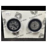 (2) SILVER 1/2 OZ 1 TALA LIGHT OF CHRIST COINS -