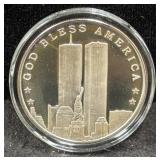 WORLD TRADE CENTER 1 OZ .999 FINE SILVER ROUND