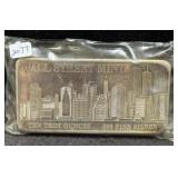 WALL STREET MINT 10 TROY OZ SILVER BAR - .999 FINE