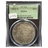 1902-O MORGAN SILVER DOLLAR - PCGS: MS64