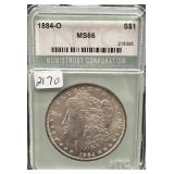 1884-O MORGAN SILVER DOLLAR - NTC: MS66