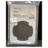 1884-O MORGAN SILVER DOLLAR - NGC: MS64