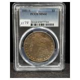 1881-S MORGAN SILVER DOLLAR - PCGS: MS64