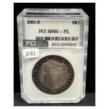 1881-S MORGAN SILVER DOLLAR - PCI: MS65+ PL