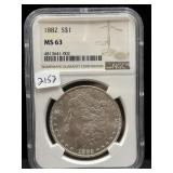 1882 MORGAN SILVER DOLLAR - NGC: MS63