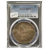 1882-S MORGAN SILVER DOLLAR - PCGS: MS62