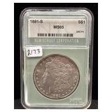1881-S MORGAN SILVER DOLLAR - NGC: MS65