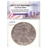 2001 SILVER EAGLE - 1 OZ SILVER  - CLAD BY NCM IN