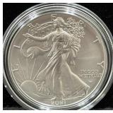2021-W UNC SILVER EAGLE - BOX AND COA
