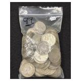 (99) SILVER CANADA HALF DOLLARS - 80% SILVER