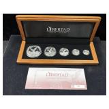2014Mo MEXICO 5 SILVER LIBERTAD COIN SET - WOOD