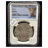 1988Mo MEXICO 1 OZ SILVER LIBERTAD - NGC: MS66