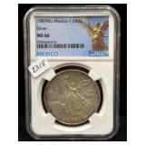 1989Mo MEXICO 1 OZ SILVER LIBERTAD - NGC: MS66