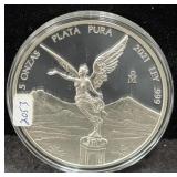 2021Mo MEXICO 5 OZ SILVER LIBERTAD ROUND -