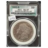 1882-S MORGAN SILVER DOLLAR - NCC: MS67