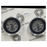 (2) SILVER 1/2 OZ 1 TALA LIGHT OF CHRIST COINS -