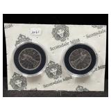 (2) SILVER 1/2 OZ 1 TALA LIGHT OF CHRIST COINS -