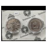 (2) SILVER 1 OZ 2 TALA LIGHT OF CHRIST COINS -