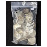 (100) 1964 KENNEDY HALF DOLLARS - 90% SILVER