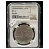1995Mo MEXICO 1 OZ SILVER LIBERTAD - NGC: MS69