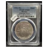 1992Mo MEXICO 1 OZ SILVER LIBERTAD - PCGS: MS68
