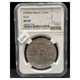 1995Mo MEXICO 1 OZ SILVER LIBERTAD - NGC: MS68