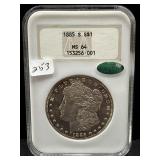 1885-S MORGAN SILVER DOLLAR - NGC: MS64