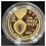 2022 -W NATIONAL PURPLE HEART GOLD PROOF COIN -