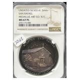 UNDATED SILVER 41.5MM "SAN RAFAEL" - MEDALLIC ART