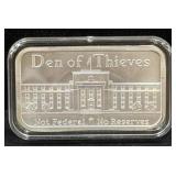 SILVER SHIELD "DEN OF THIEVES" 1 OZ SILVER INGOT