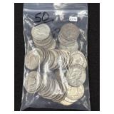 (50) FRANKLIN SILVER HALF DOLLARS - VARIOUS DATES