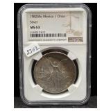1982Mo MEXICO 1 OZ SILVER LIBERTAD - NGC: MS63