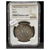 1982Mo MEXICO 1 OZ SILVER LIBERTAD - NGC: MS63