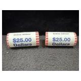 (2) $25 BANK ROLLS OF PRESIDENTIAL DOLLARS -