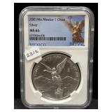 2001Mo MEXICO 1 OZ SILVER LIBERTAD - NGC: MS65