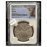 1988Mo MEXICO 1 OZ SILVER LIBERTAD - NGC: MS65