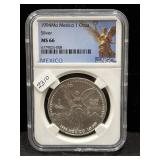 1994Mo MEXICO 1 OZ SILVER LIBERTAD - NGC: MS66