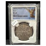 1989Mo MEXICO 1 OZ SILVER LIBERTAD - NGC: MS66