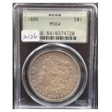 1886 MORGAN SILVER DOLLAR - PCGS: MS64