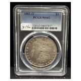 1881-O MORGAN SILVER DOLLAR - PCGS: MS63