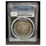 1882-S MORGAN SILVER DOLLAR - PCGS: MS63