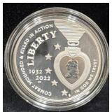 2022 NATIONAL PURPLE HEART PROOF SILVER DOLLAR