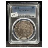 1882-S MORGAN SILVER DOLLAR - PCGS: MS63