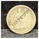 1853 SEATED LIBERTY QUARTER - OBVERSE IS STAMPED