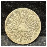 1868 MEXICO 2 REALES COIN