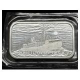 SS TILAWA 1942 - 1 OZ .999 FINE SILVER INGOT